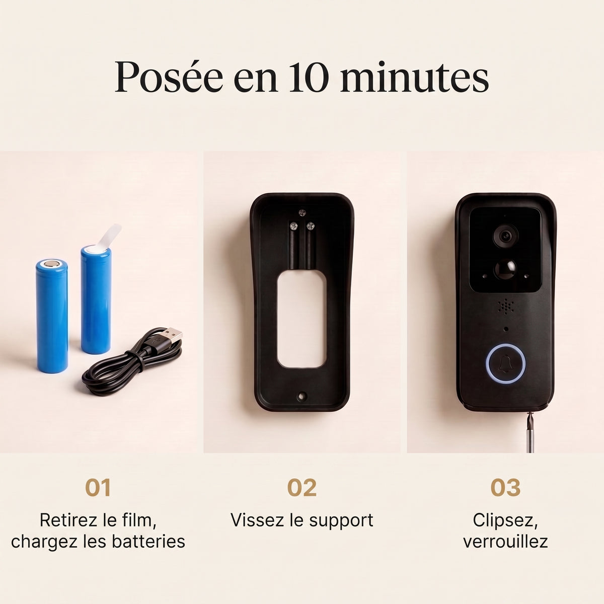 Sonnette vidéo sans fil sans abonnement — Voyez qui sonne où que vous soyez